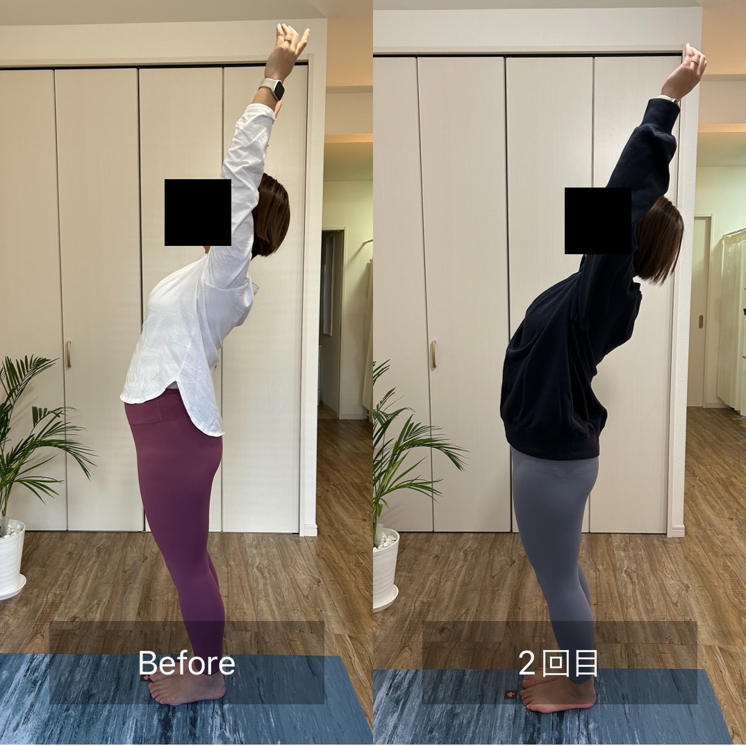 ストレッチのビフォーアフター比較:姿勢改善と柔軟性の変化を2回目のレッスンで実感